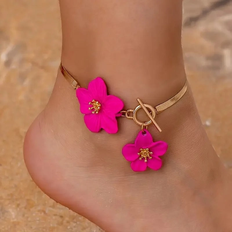 Chic Twin Blossom Anklet