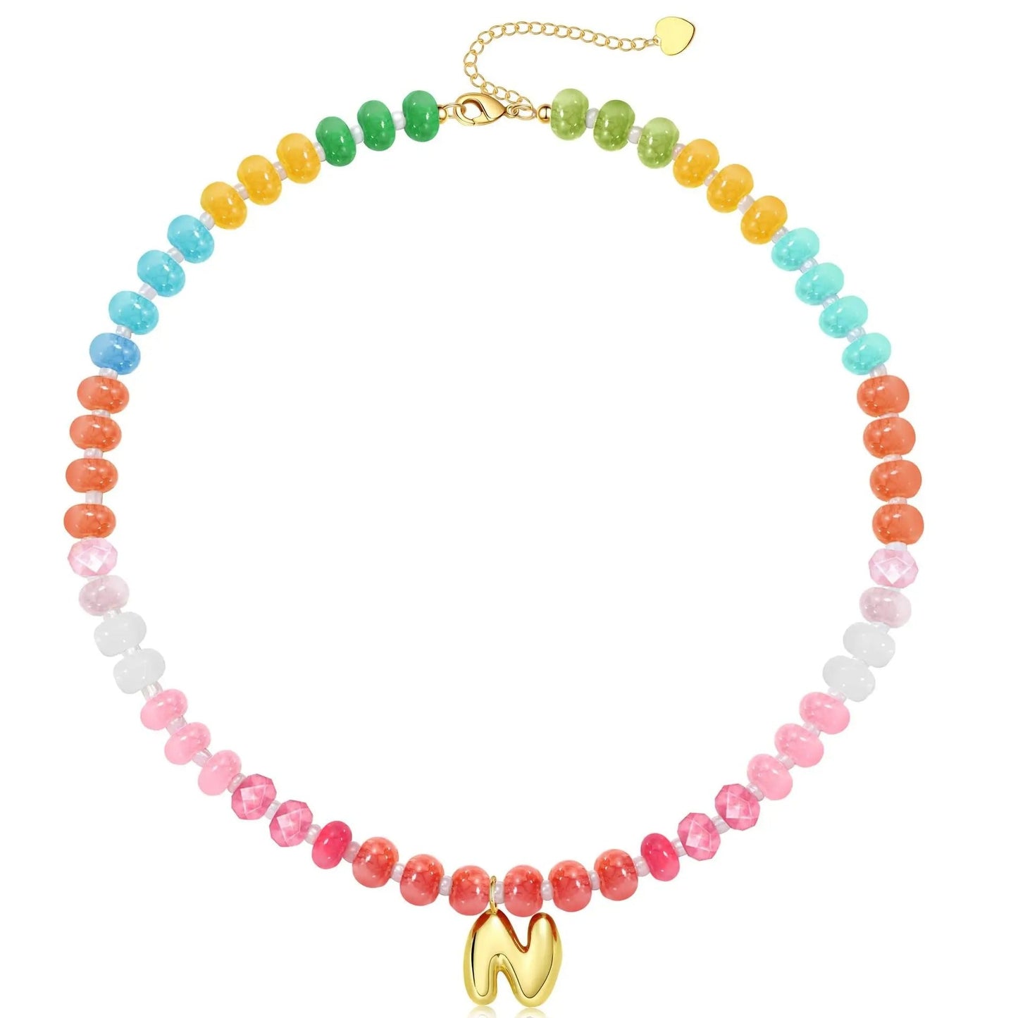 Initial Natural Stone Necklace