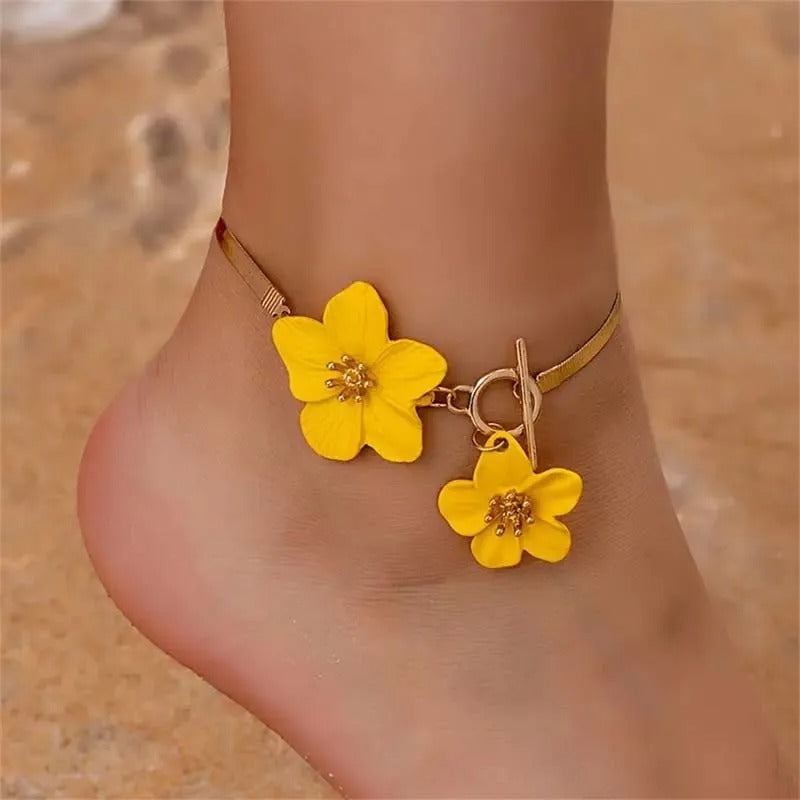 Chic Twin Blossom Anklet