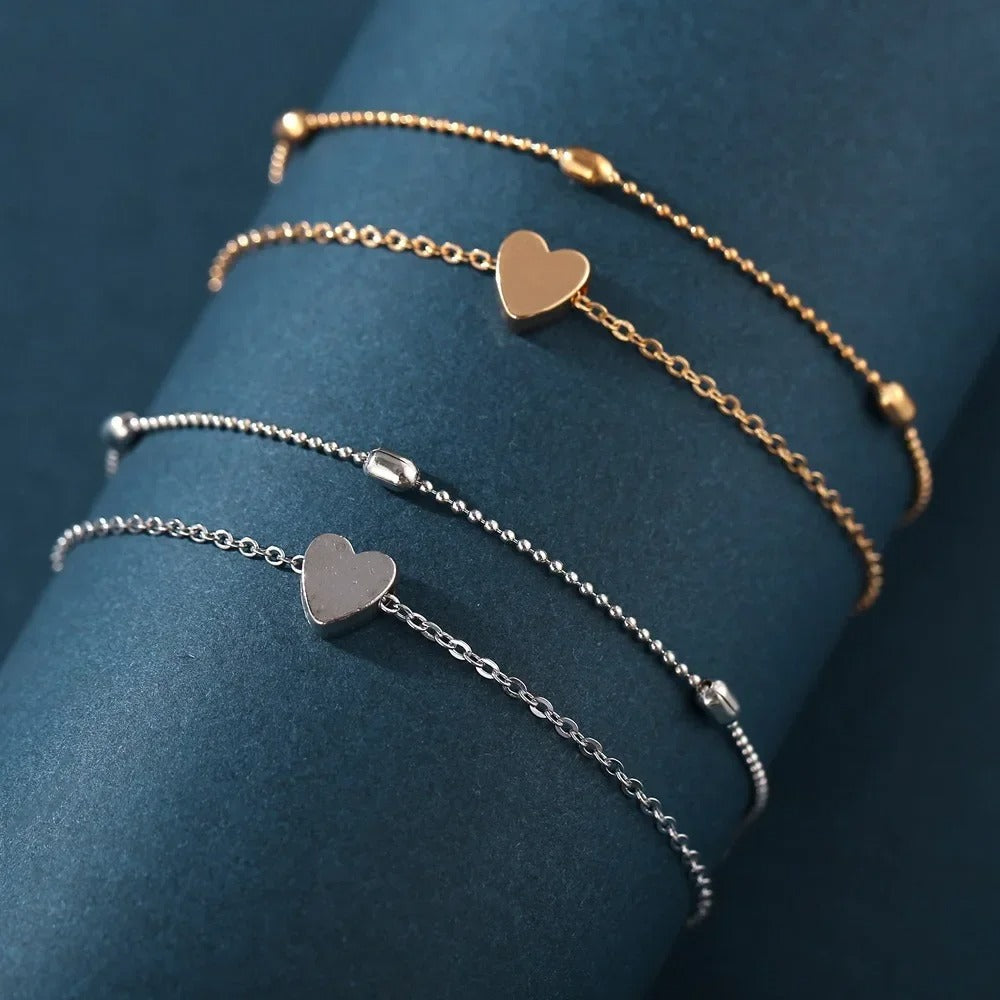 Delicate Layered Heart Anklet