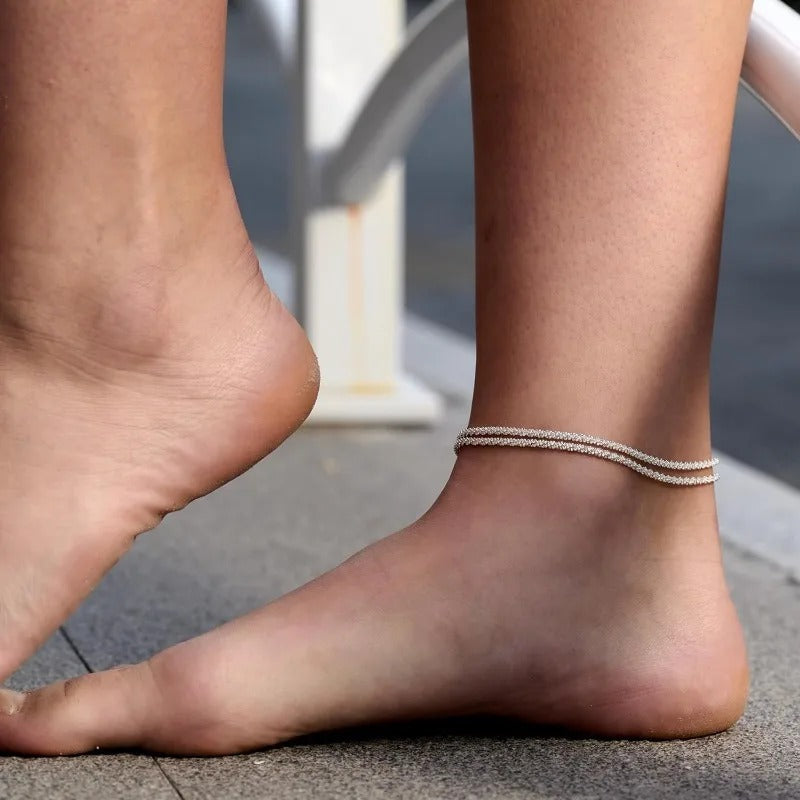 Elegant Sparkling Layered Anklet Collection