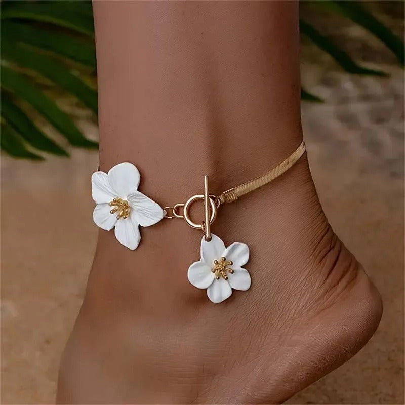 Chic Twin Blossom Anklet