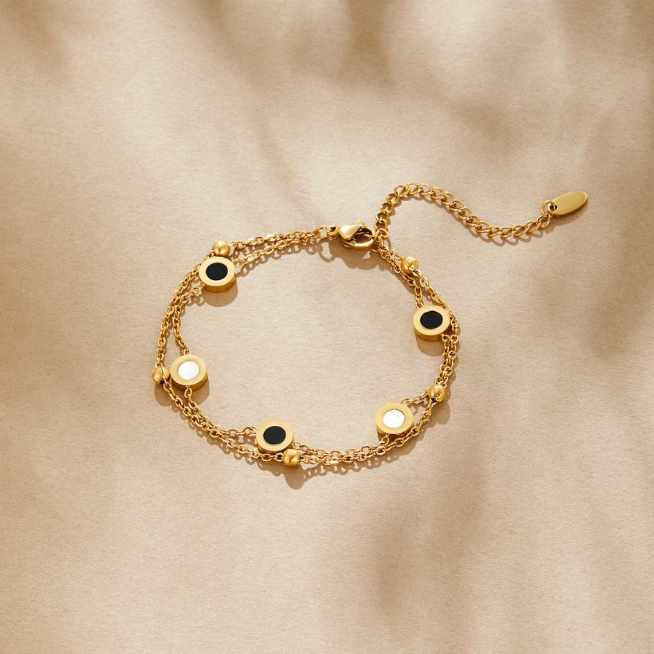 Black Onyx and White Gemstone Bracelet