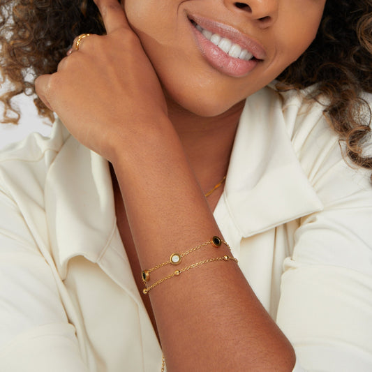 Black Onyx White Bracelet