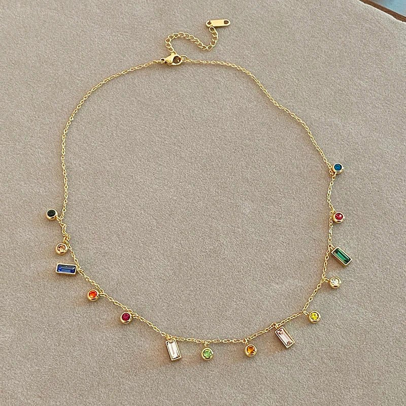 Delicate Choker Necklace with Dainty Scattered Crystals