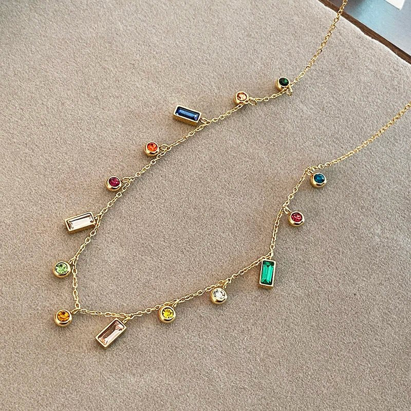 Delicate Choker Necklace with Dainty Scattered Crystals