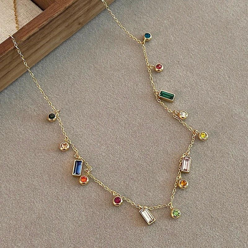 Delicate Choker Necklace with Dainty Scattered Crystals
