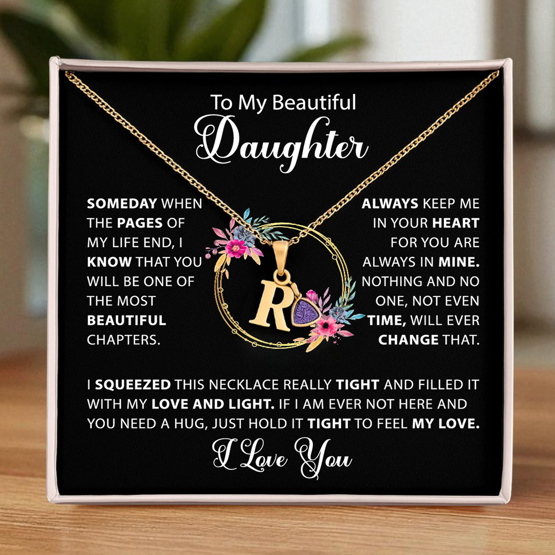To my Daughter - Birthstone Love Letter Necklace