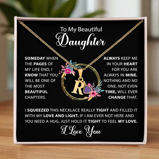 To my Daughter - Birthstone Love Letter Necklace