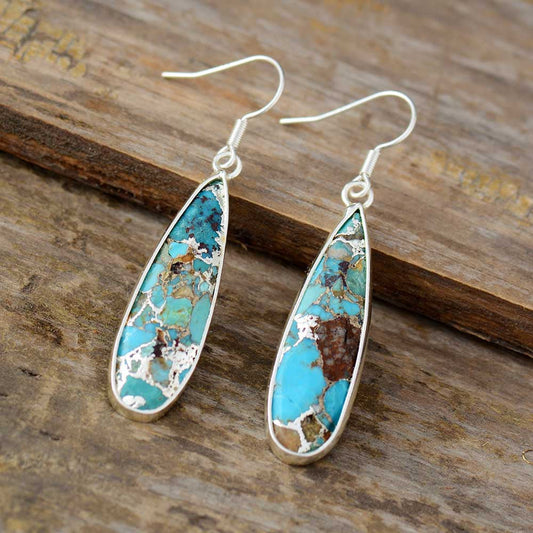 Stylish Teardrop Earrings in Turquoise Jasper