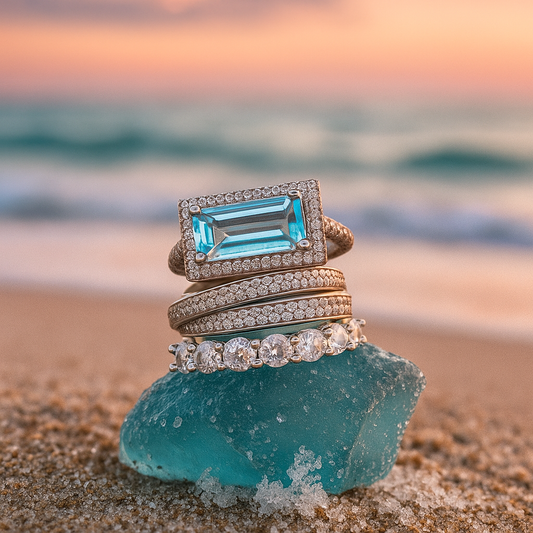 Chic Ocean-Inspired Ring Set