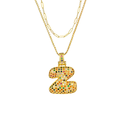 2pc Initial Bubble Necklace Set