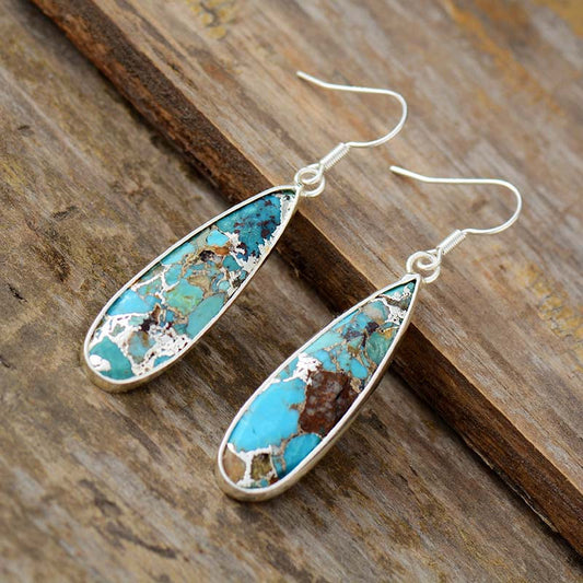 Stylish Teardrop Earrings in Turquoise Jasper