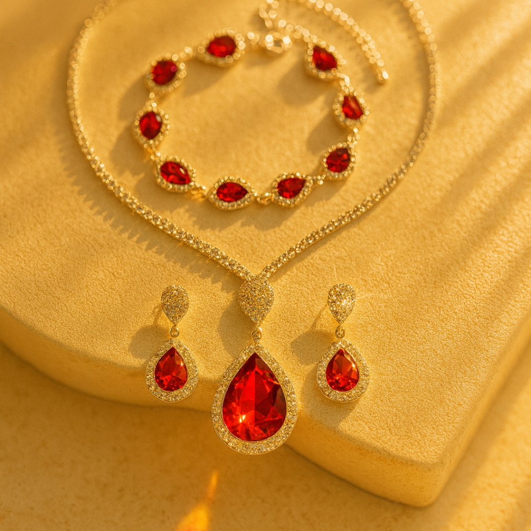 Edith –  Ruby Jewellery Set