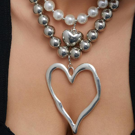 Set of 2 Chunky Heart Necklaces