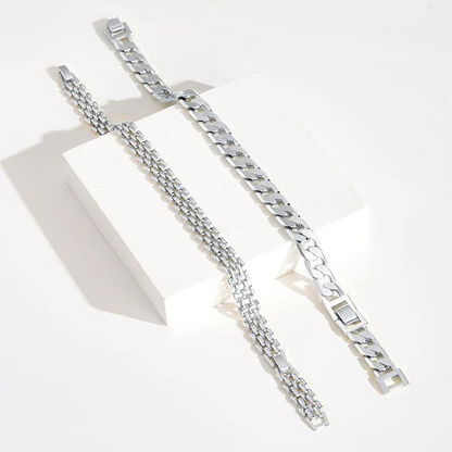 Set of 2 Chunky 14k Gold Link Anklets