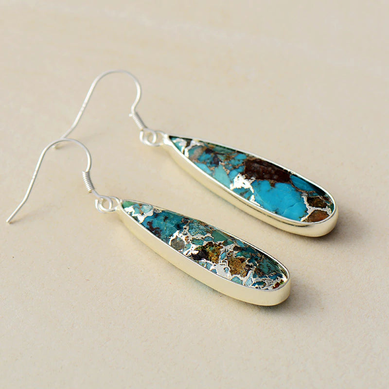 Stylish Teardrop Earrings in Turquoise Jasper