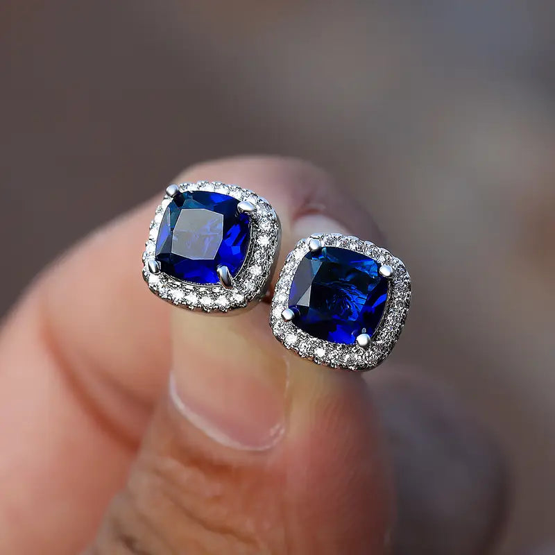 Sapphire Square Earrings