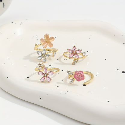 Rhinestone and Pearl Alloy Ring Collection