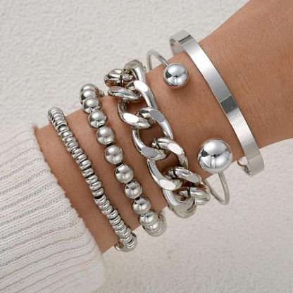 SET OF 5 CHUNKY STACKABLE BRACELETS