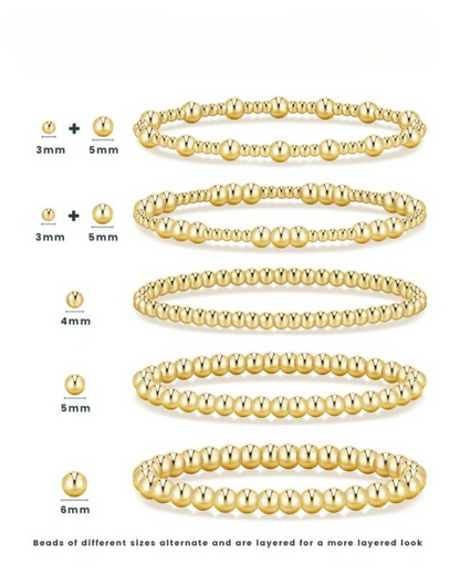 Set of 5 Gold Beaded Bracelets