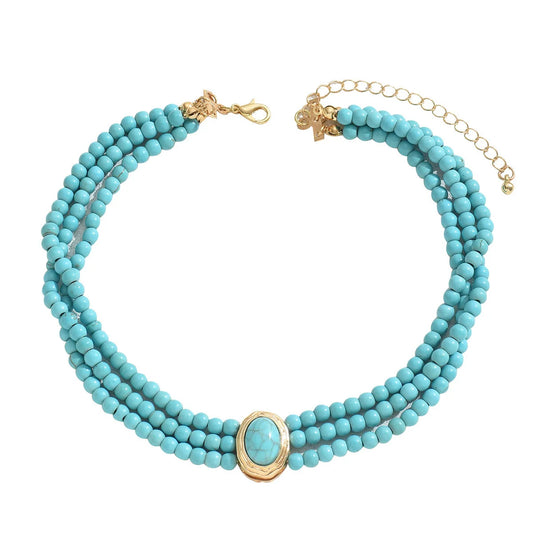 Chic Vintage Turquoise Beaded Necklace