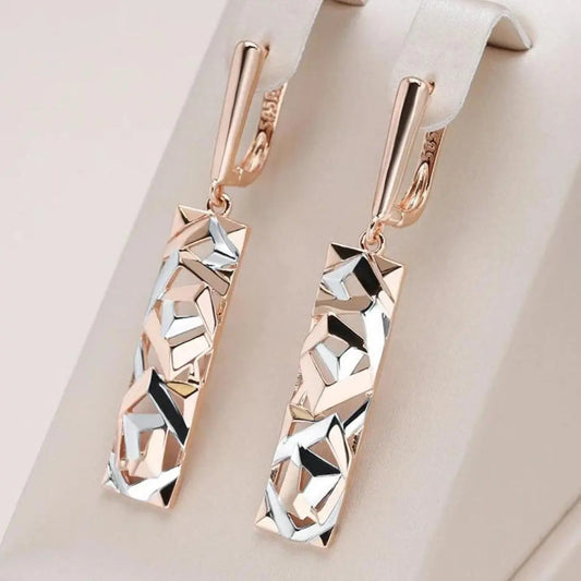 Chic Gold and Silver Rectangular Earrings