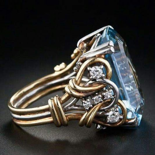 Blue Zircon Stone Set in a Gold Ring