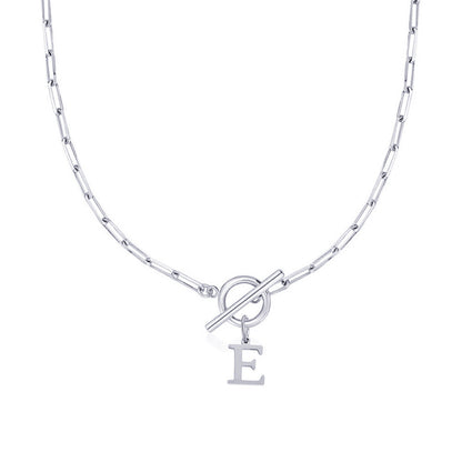 Circle Lock Clasp Necklace with Paperclip Letter Initial