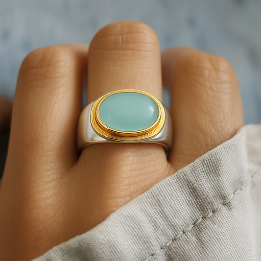 Retro Green Moonstone Ring