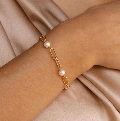 Paperclip Freshwater Pearls Bracelet