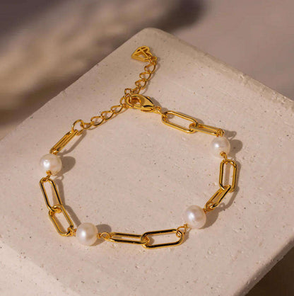 Paperclip Freshwater Pearls Bracelet