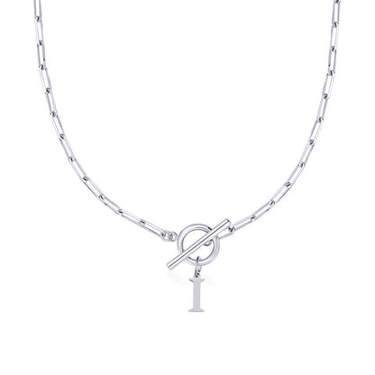 Circle Lock Clasp Necklace with Paperclip Letter Initial