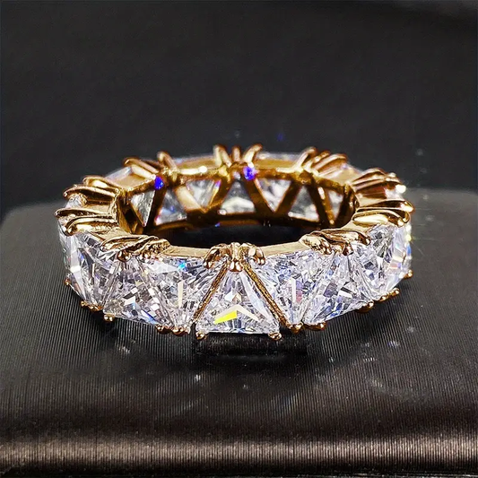 Radiant Gold Ring Featuring Dazzling Crystal Inlay