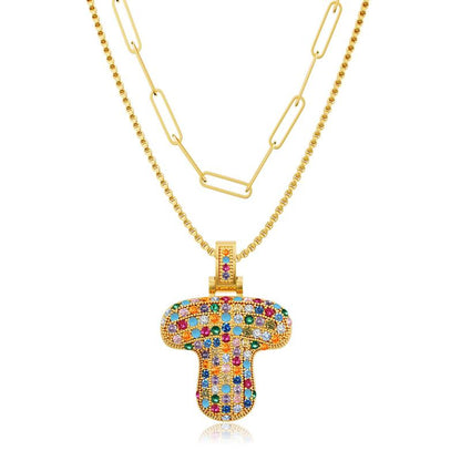 2pc Initial Bubble Necklace Set