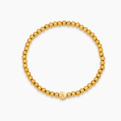 Engraved Initial Beaded Bracelet