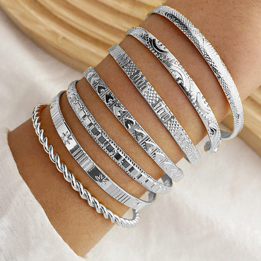 Set of 7 Adjustable Textured Cuffs