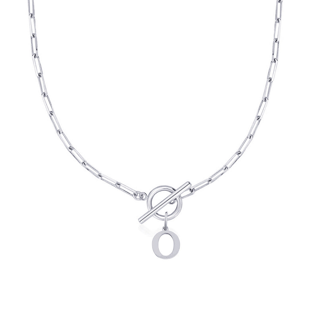 Circle Lock Clasp Necklace with Paperclip Letter Initial