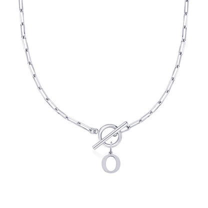 Circle Lock Clasp Necklace with Paperclip Letter Initial