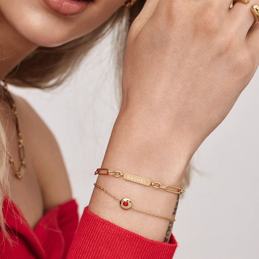 Personalized Name and Date Engraved Paperclip Bracelet