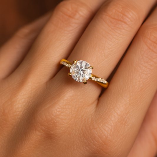 Antique Crystal Ring in Gold and Silver