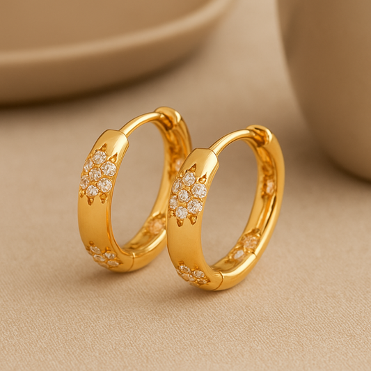 Retro Golden Floral Hoop Earrings