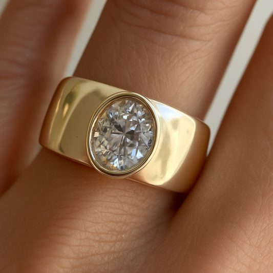 Classic Gold Ring Featuring Vintage Zirconia