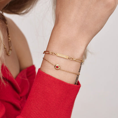 Personalized Name and Date Engraved Paperclip Bracelet