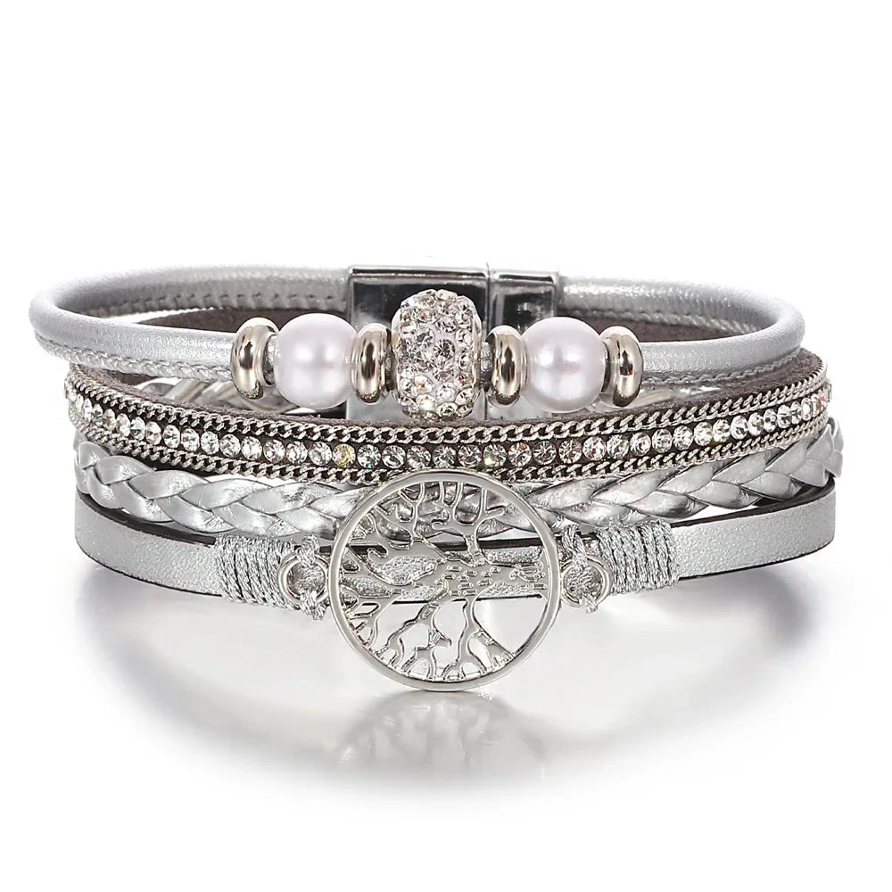 Rhinestone Tree Life Bracelet