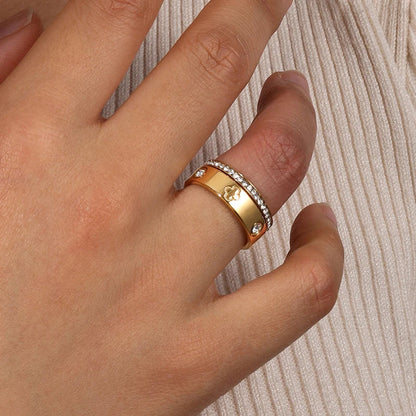 Radiant Clover and Crystal Ring