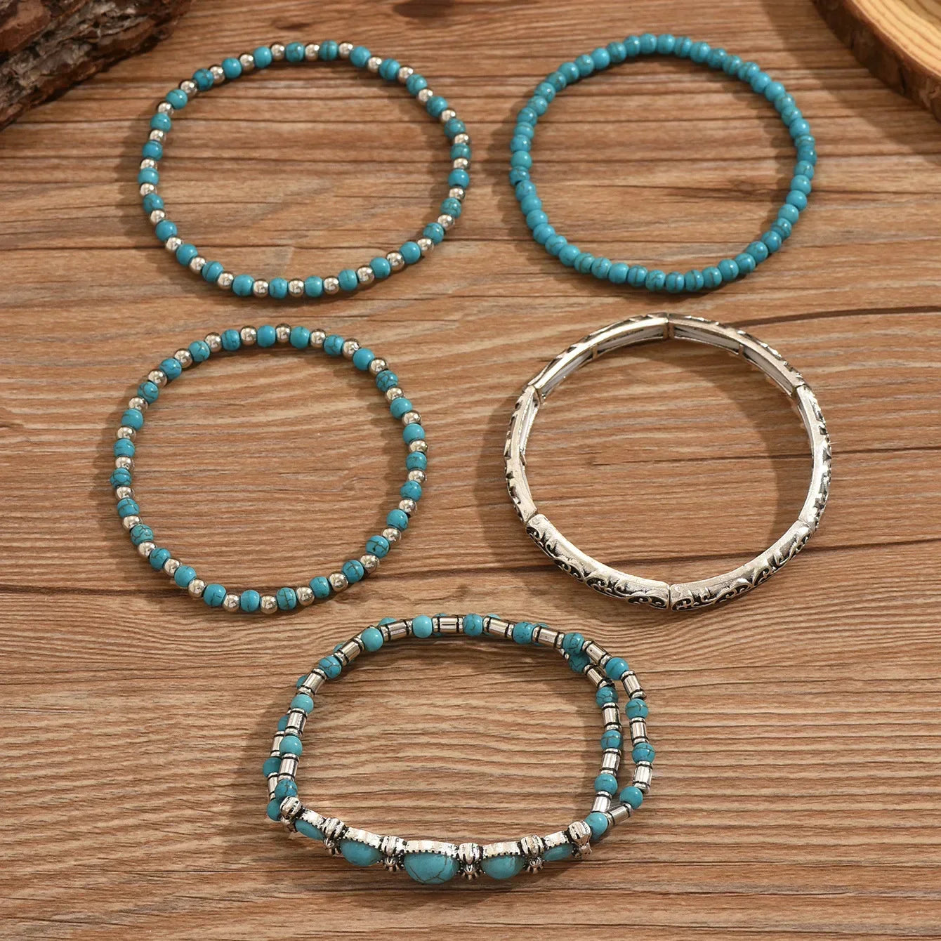 Boho Chic Turquoise Beaded Bracelet Collection