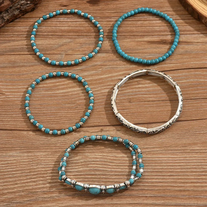 Boho Chic Turquoise Beaded Bracelet Collection