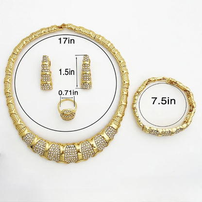 18k Full Chunky Jewelry Set - Necklace, Bracelet, Earrings, Ring