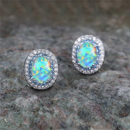 Vintage Round Turquoise Stone Stud Earrings